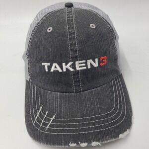 Taken 3 Movie Promo Hat Adjustable Trucker Mesh Black Gray‎ Distressed 2014 Men